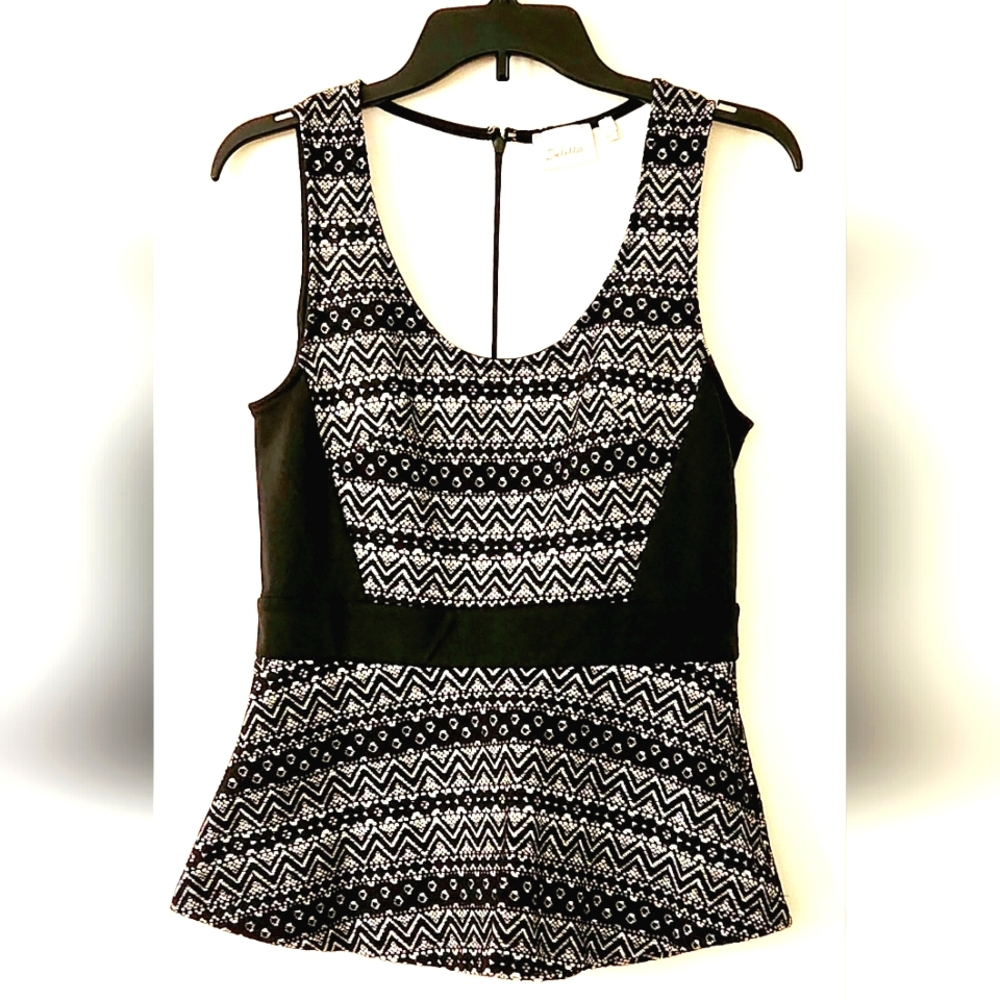 Anthropologie S Twilled Blouse B+W Brand: Deletta